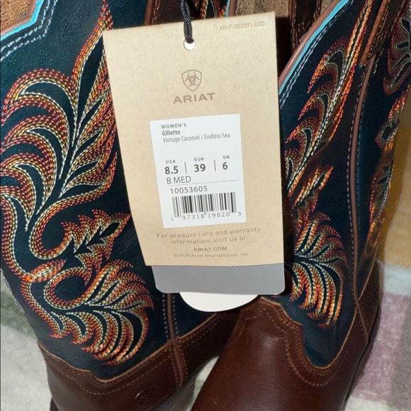 Ariat Women's Heeled Boots in Brown and Blue - Picture 14 of 16